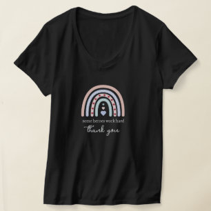 Persoonlijke Kerstmis Leraar Roze Regenboog Harten T-shirt
