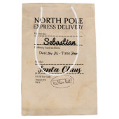 Persoonlijke Kerstmis Levering Noordpool Express Medium Cadeauzakje (Voorkant)