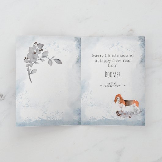 Persoonlijke kerstmis met Bassett Hound Mam Feestdagen Kaart (Binnen)