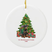 Persoonlijke Kerstmis met Dobermann-hond Keramisch Ornament (Achterkant)