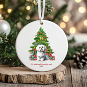 Persoonlijke Kerstmis met Maltese Hond Keramisch Ornament