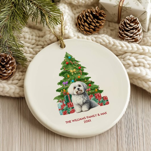 Persoonlijke Kerstmis met Maltese Hond Keramisch Ornament