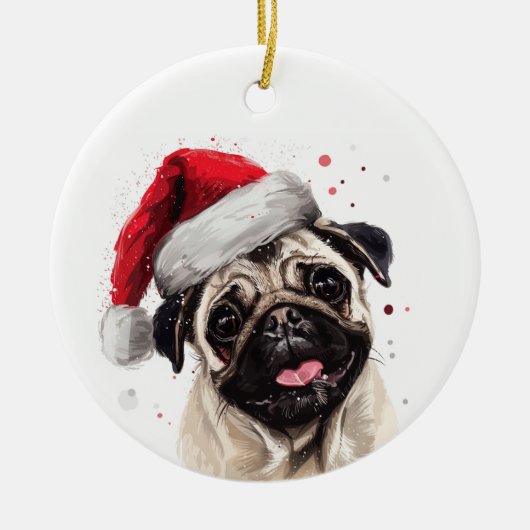 Persoonlijke Kerstmis met Pug-hond Keramisch Ornament (Voorkant)