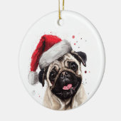 Persoonlijke Kerstmis met Pug-hond Keramisch Ornament (Links)