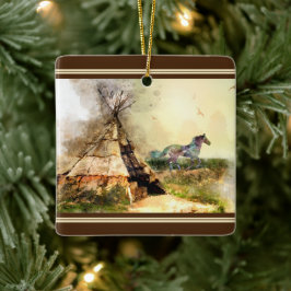 Persoonlijke kerstmis met Tipi en Pony Tepee Keramisch Ornament