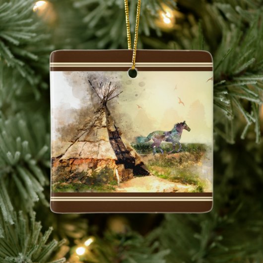 Persoonlijke kerstmis met Tipi en Pony Tepee Keramisch Ornament (Boom)