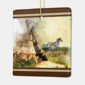 Persoonlijke kerstmis met Tipi en Pony Tepee Keramisch Ornament (Links)
