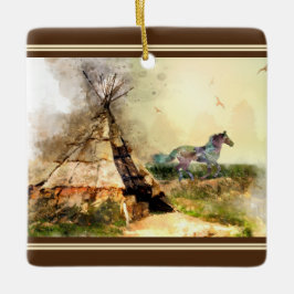 Persoonlijke kerstmis met Tipi en Pony Tepee Keramisch Ornament