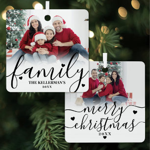 Persoonlijke Kerstmis met Twee Foto's aan Beide Ka Metalen Ornament