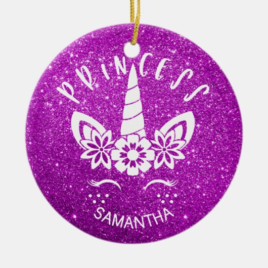 Persoonlijke kerstmis met Unicorn Princess Keramisch Ornament (Voorkant)