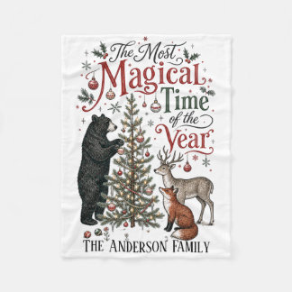 Persoonlijke Kerstmis met Wezens in het Bos Fleece Deken