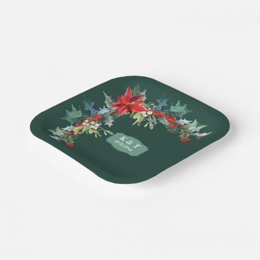 Persoonlijke Kerstmis Mistletoe Krans Papieren Bordje (Gebogen)