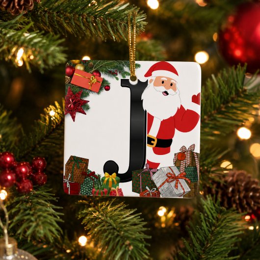 Persoonlijke Kerstmis Monogram Versiering Keramisch Ornament