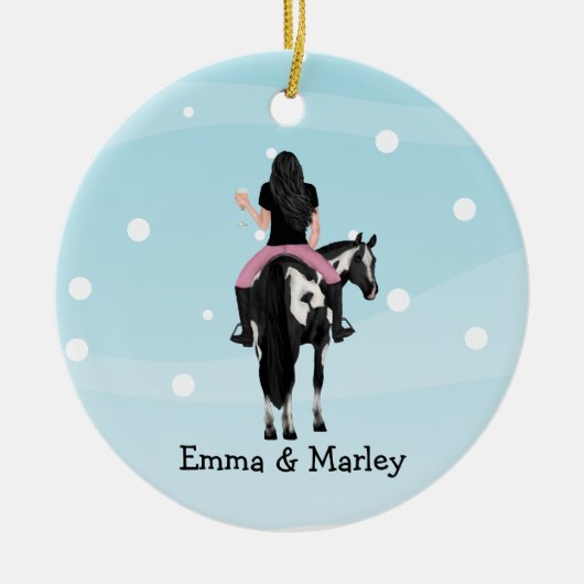 Persoonlijke kerstmis,  paard keramisch ornament (Voorkant)