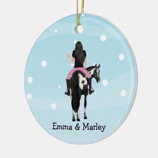 Persoonlijke kerstmis,  paard keramisch ornament (Links)