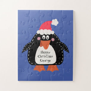 Persoonlijke kerstmis pinguïn legpuzzel