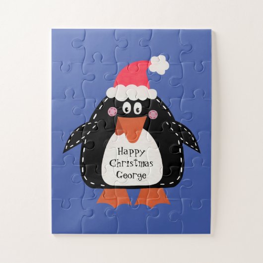 Persoonlijke kerstmis pinguïn legpuzzel (Verticaal)