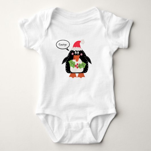 Persoonlijke kerstmis pinguïn romper (Voorkant)