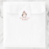 Persoonlijke Kerstmis pinguïn Ronde Sticker (Tas)