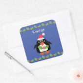 Persoonlijke kerstmis pinguïn vierkante sticker (Envelop)