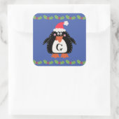 Persoonlijke kerstmis pinguïn vierkante sticker (Tas)
