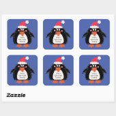 Persoonlijke kerstmis pinguïn vierkante sticker (Vel)