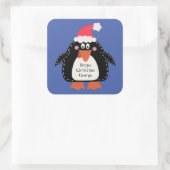 Persoonlijke kerstmis pinguïn vierkante sticker (Tas)