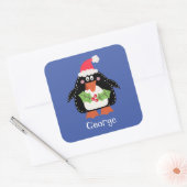 Persoonlijke kerstmis pinguïn vierkante sticker (Envelop)