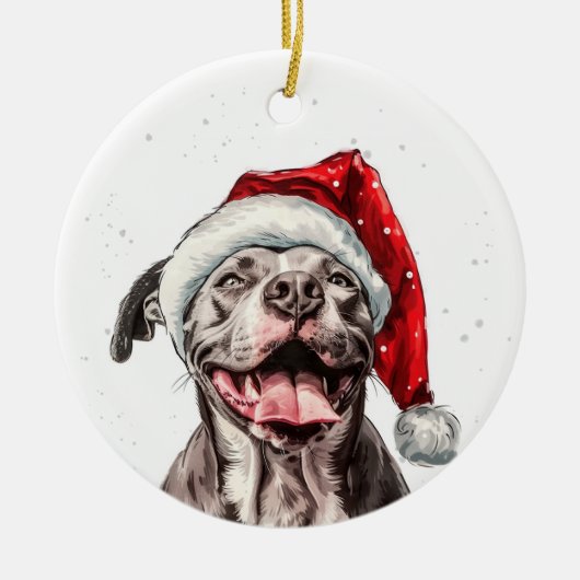 Persoonlijke Kerstmis Pitbull Hond Keramisch Ornament (Voorkant)