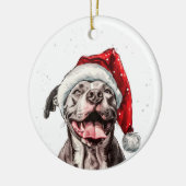 Persoonlijke Kerstmis Pitbull Hond Keramisch Ornament (Links)