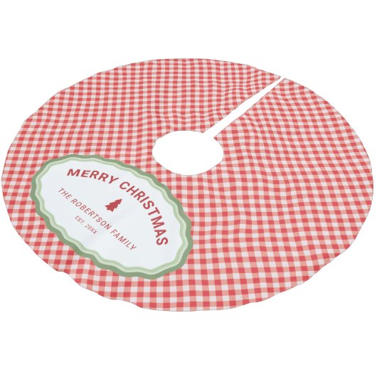 Persoonlijke Kerstmis Rode Gingham Vakantiedecorat Kerstboom Rok (Gekanteld)