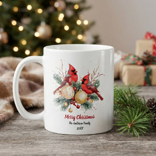 Persoonlijke Kerstmis Rode Kardinaal & Bessen Koffiemok