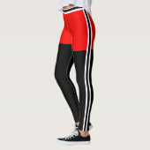 Persoonlijke Kerstmis Rood Wit Zwart Strepen Cadea Leggings (Links)