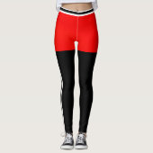 Persoonlijke Kerstmis Rood Wit Zwart Strepen Cadea Leggings (Voorkant)