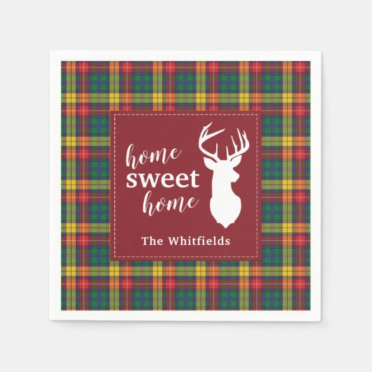 Persoonlijke Kerstmis Tartan Clan Buchanan Plaid Servet (Voorkant)