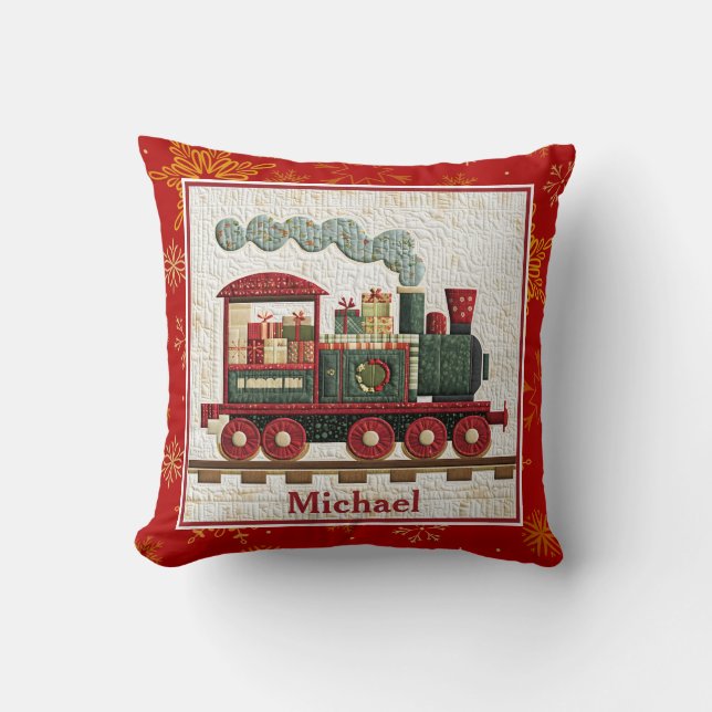 Persoonlijke Kerstmis Trein I Kinder Cadeaus Kussen (Voorkant)