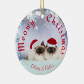 Persoonlijke kerstmis twee kattenversiering keramisch ornament (Rechts)