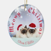 Persoonlijke kerstmis twee kattenversiering keramisch ornament (Links)