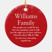 Persoonlijke kerstmis Uw gezinsdefinitie Keramisch Ornament (Achterkant)