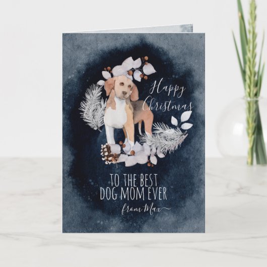 Persoonlijke kerstmis van Beagle Mam Waterverf Feestdagen Kaart (Voorkant)
