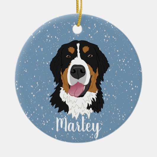Persoonlijke kerstmis van Bernese Mountain Dog Keramisch Ornament (Voorkant)