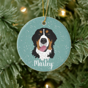 Persoonlijke kerstmis van Bernese Mountain Dog Keramisch Ornament