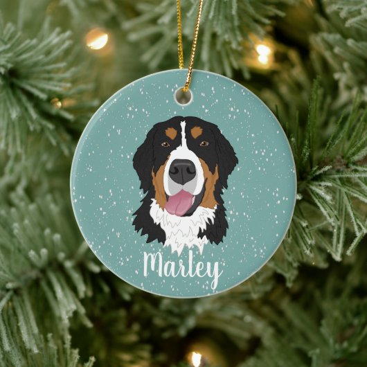 Persoonlijke kerstmis van Bernese Mountain Dog Keramisch Ornament (Boom)