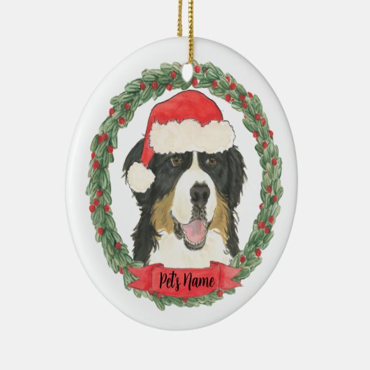 Persoonlijke kerstmis van Bernese Mountain Dog Keramisch Ornament (Rechts)