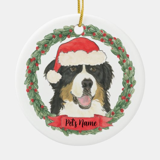 Persoonlijke kerstmis van Bernese Mountain Dog Keramisch Ornament (Voorkant)