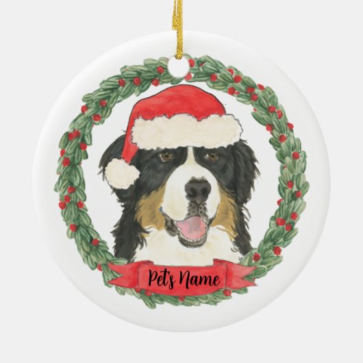 Persoonlijke kerstmis van Bernese Mountain Dog Keramisch Ornament (Achterkant)