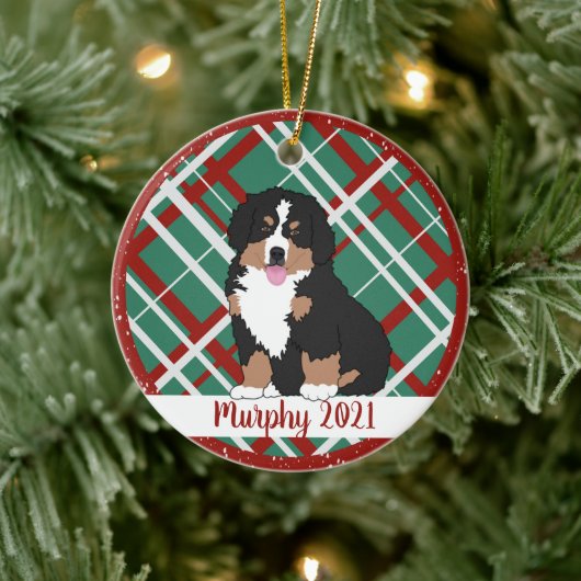 Persoonlijke kerstmis van Bernese Mountain Dog Keramisch Ornament (Boom)