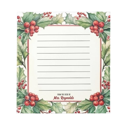 Persoonlijke Kerstmis Van De Balie Van Naam Notitieblok (Voorkant)