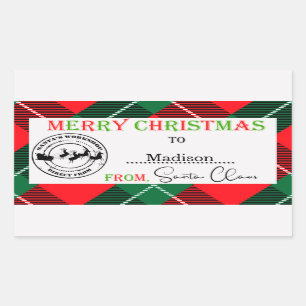 Persoonlijke Kerstmis van de kerstman Rechthoekige Sticker