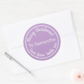 Persoonlijke Kerstmis van Kerstman Lilac Ronde Sticker (Envelop)